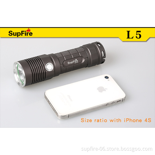 Middle switch waterproof portable 18650 rechargeable LED flashlight SupFire L5